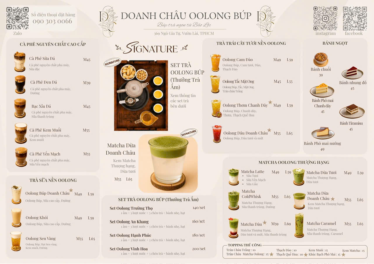 Menu Doanh Châu Oolong Búp
